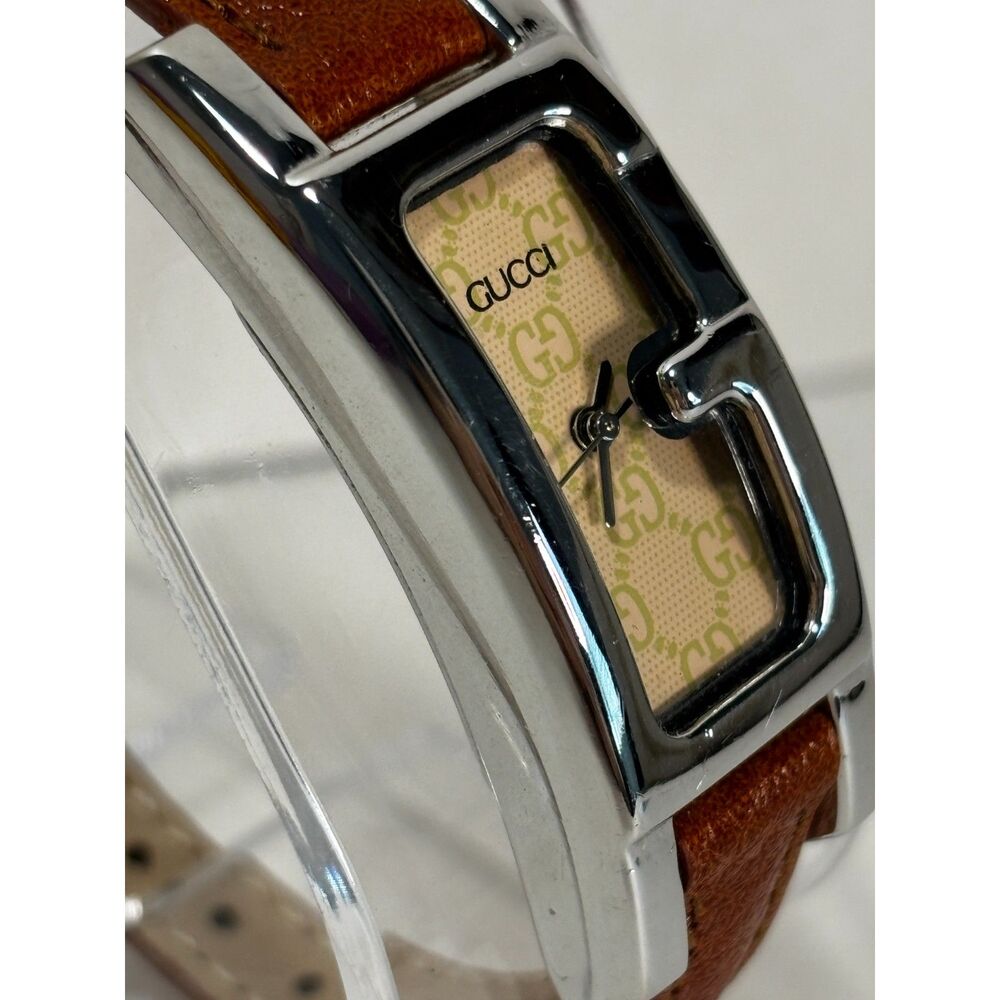 Vintage Gucci 1238 monogram silver quartz women's watch, working